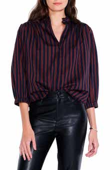 NIC+ZOE Stripe Stroll Cotton & Silk Blouse