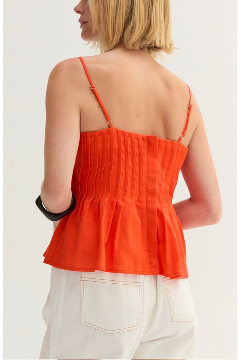 Pleated Sleeveless Linen Blend Top, Alternate, color, Poppy