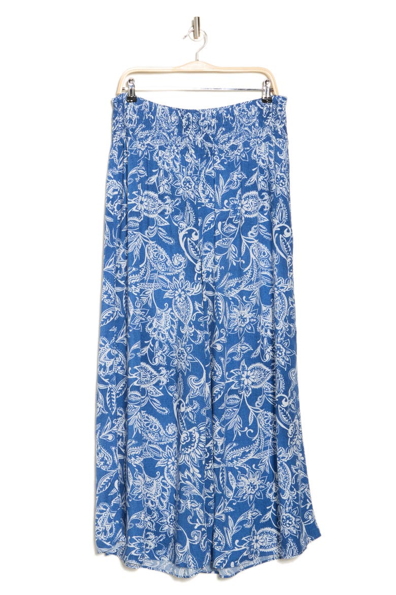 Wide Leg Challis Pants, Alternate, color, STEEL BLUE PAISLEY