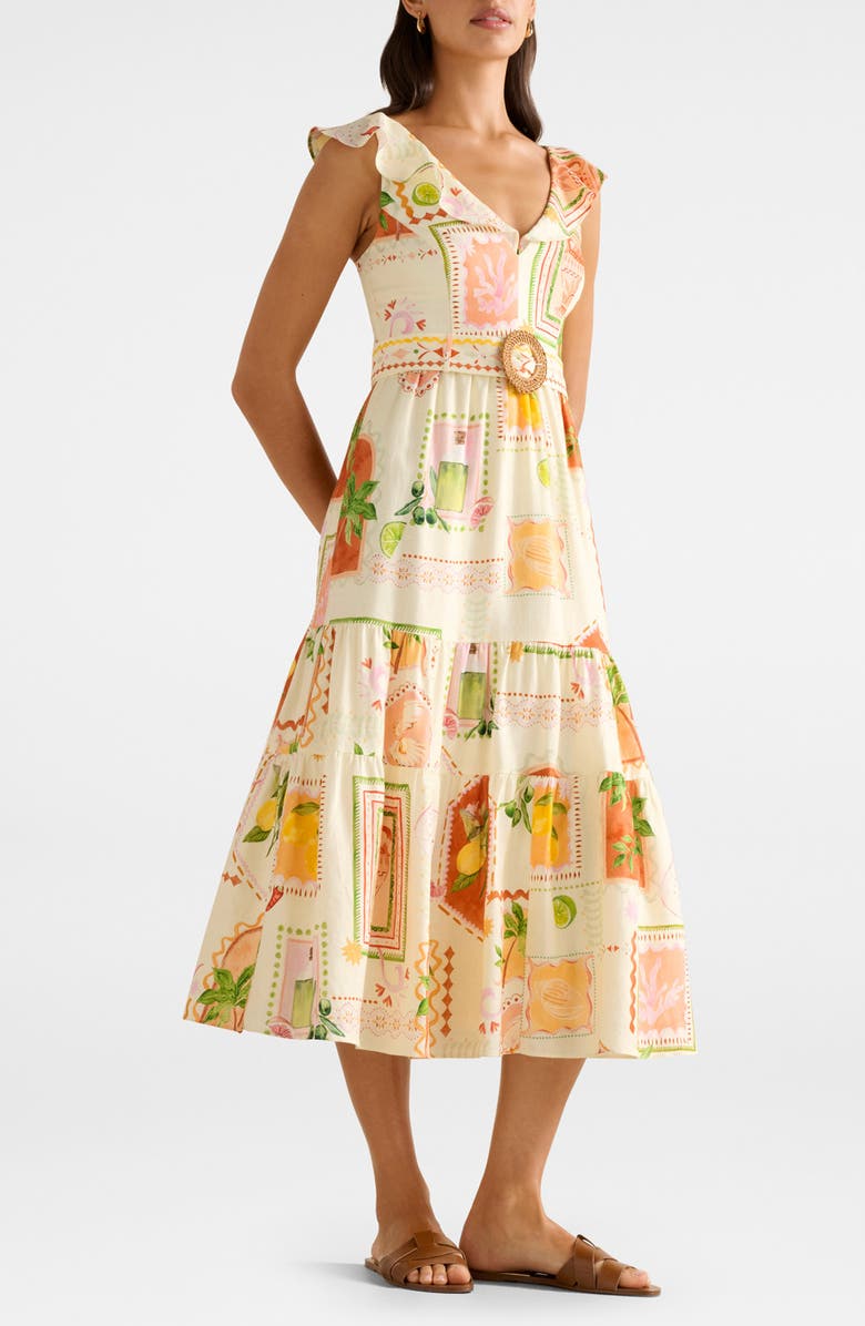 Ever New Layne Belted Midi Dress, Alternate, color, Almada Holiday