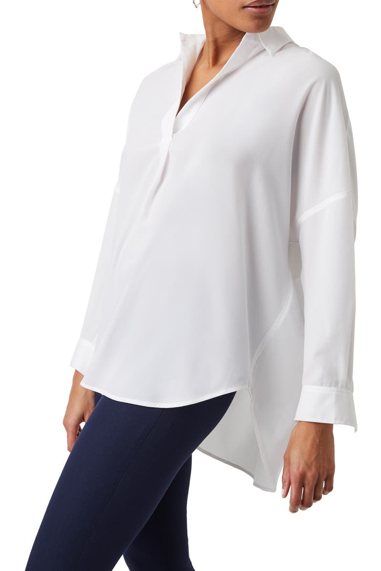 Rhodes Crepe Popover Shirt, Main, color, WINTER WHITE