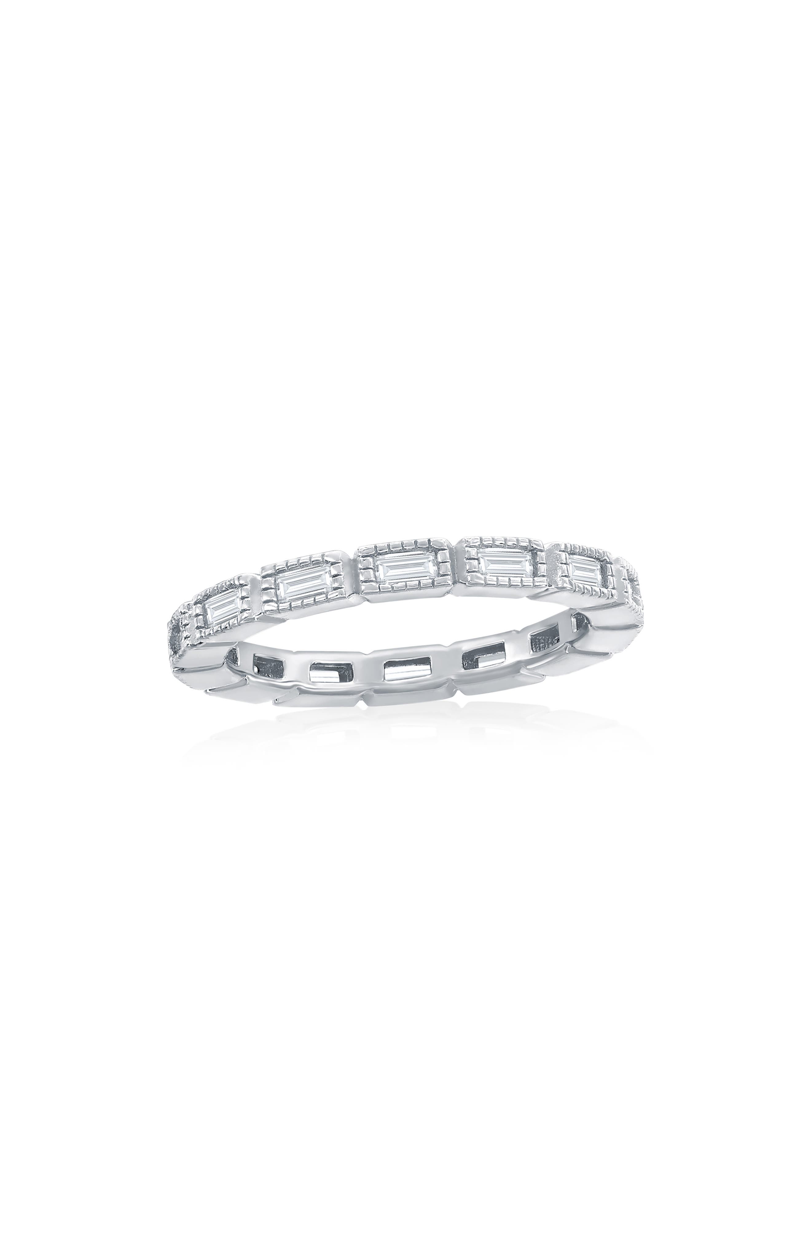 Sterling Silver Baguette Cubic Zirconia Band Ring