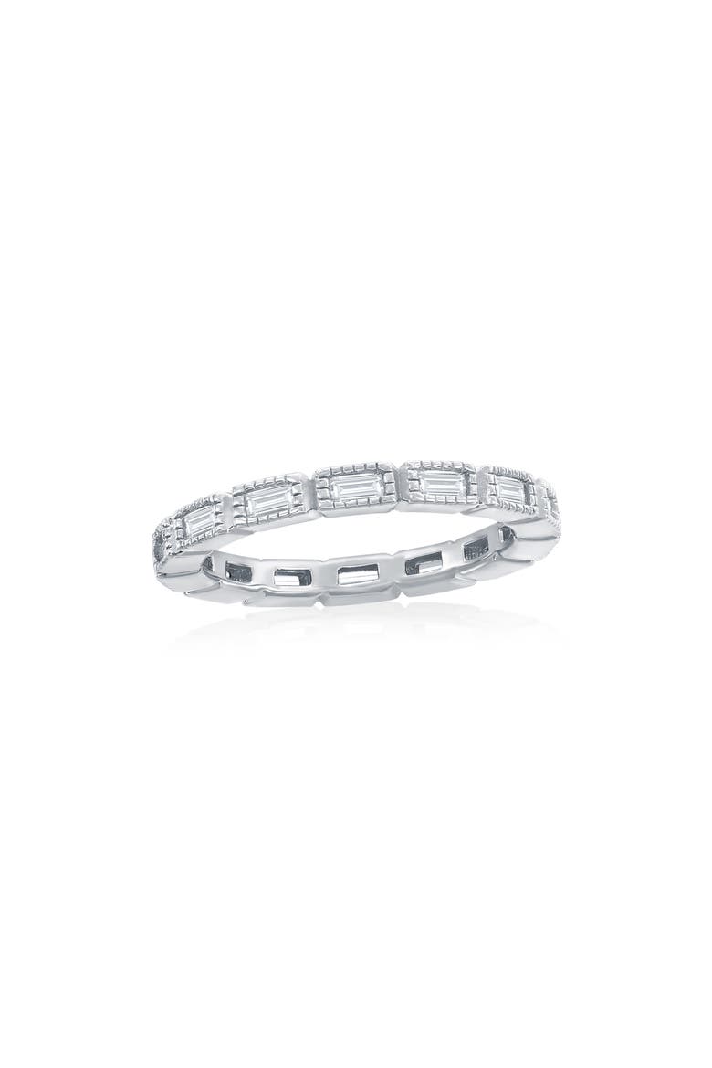 Sterling Silver Baguette Cubic Zirconia Band Ring, Main, color, SILVER