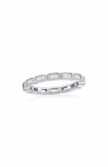 Sterling Silver Baguette Cubic Zirconia Band Ring
