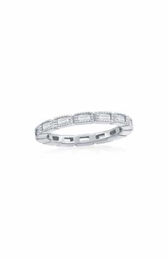 Sterling Silver Baguette Cubic Zirconia Band Ring