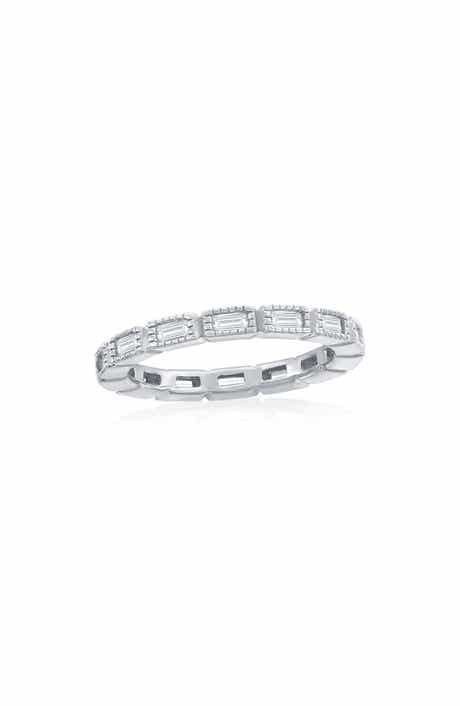 Sterling Silver Baguette Cubic Zirconia Band Ring