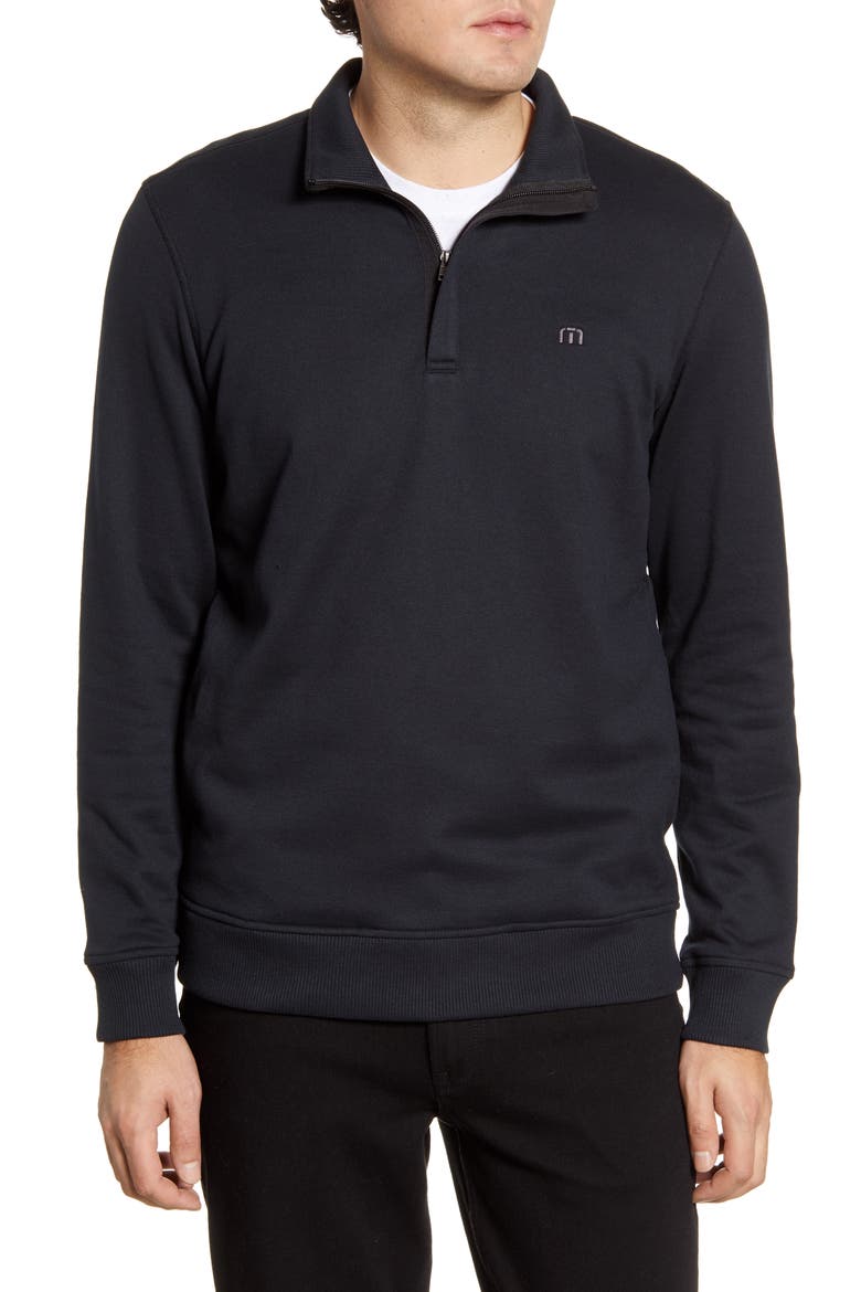 Hideaway Quarter Zip Pullover, Main, color, BLACK