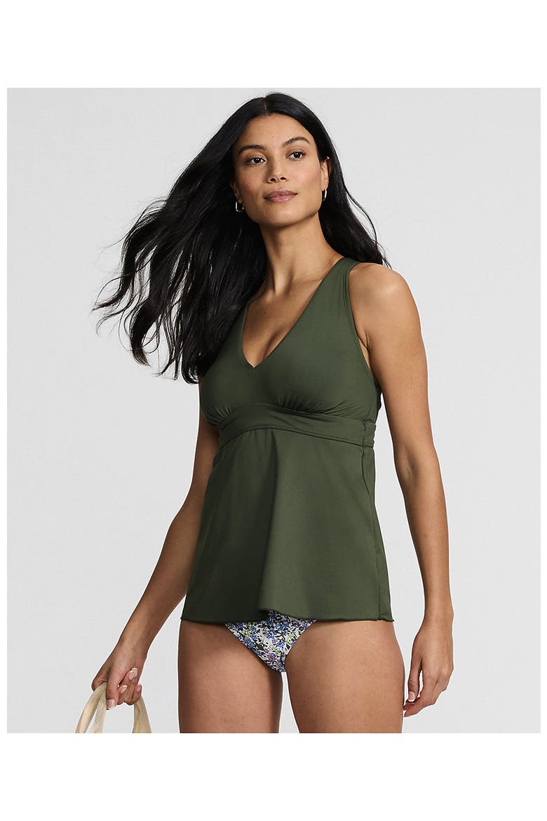 V-neck Racerback Flutter Tankini, Alternate, color, Rich Olive Green