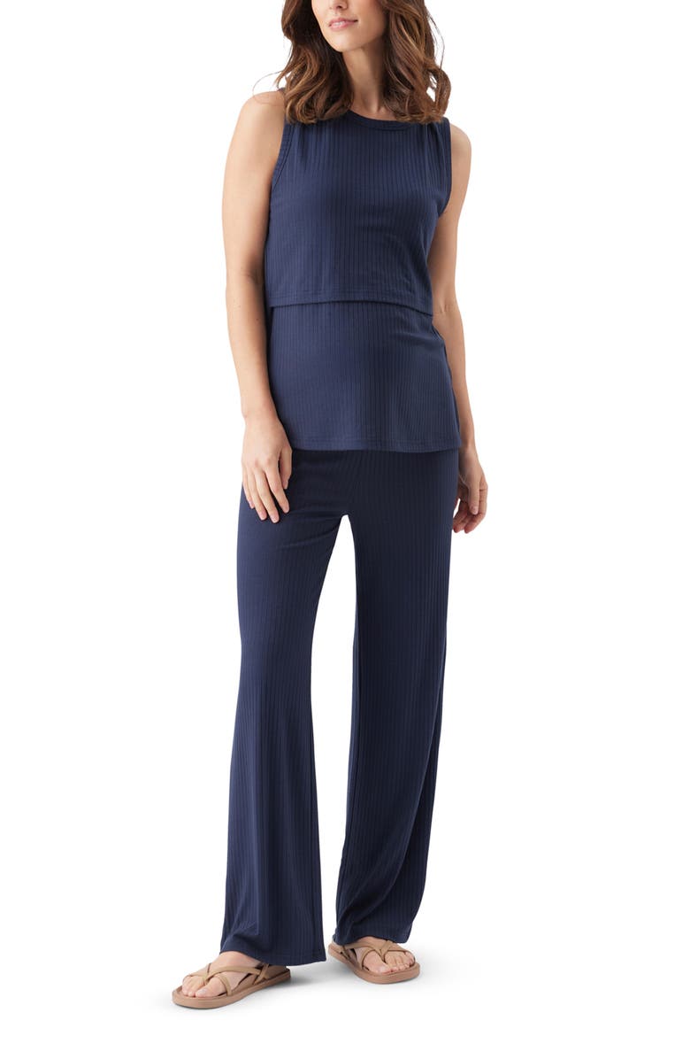 Ripe Maternity Peter Rib Nursing Tank, Alternate, color, Navy