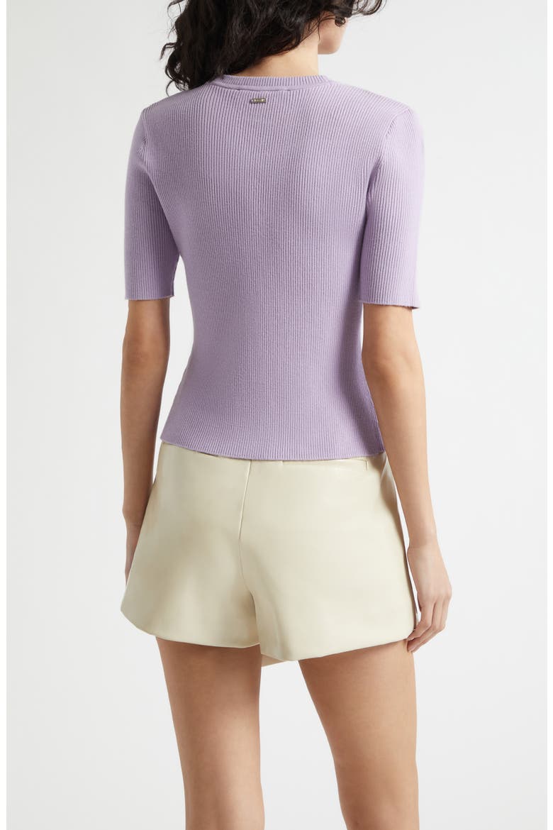 Charity Button Front Short Sleeve Knit Top, Alternate, color, WISTERIA