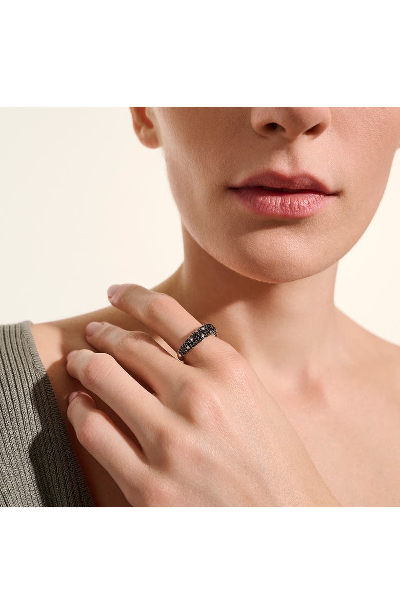 John Hardy Surf Ring, Sterling Silver, Black Sand Diamond Pavé, 5.7mm, Alternate, color, 