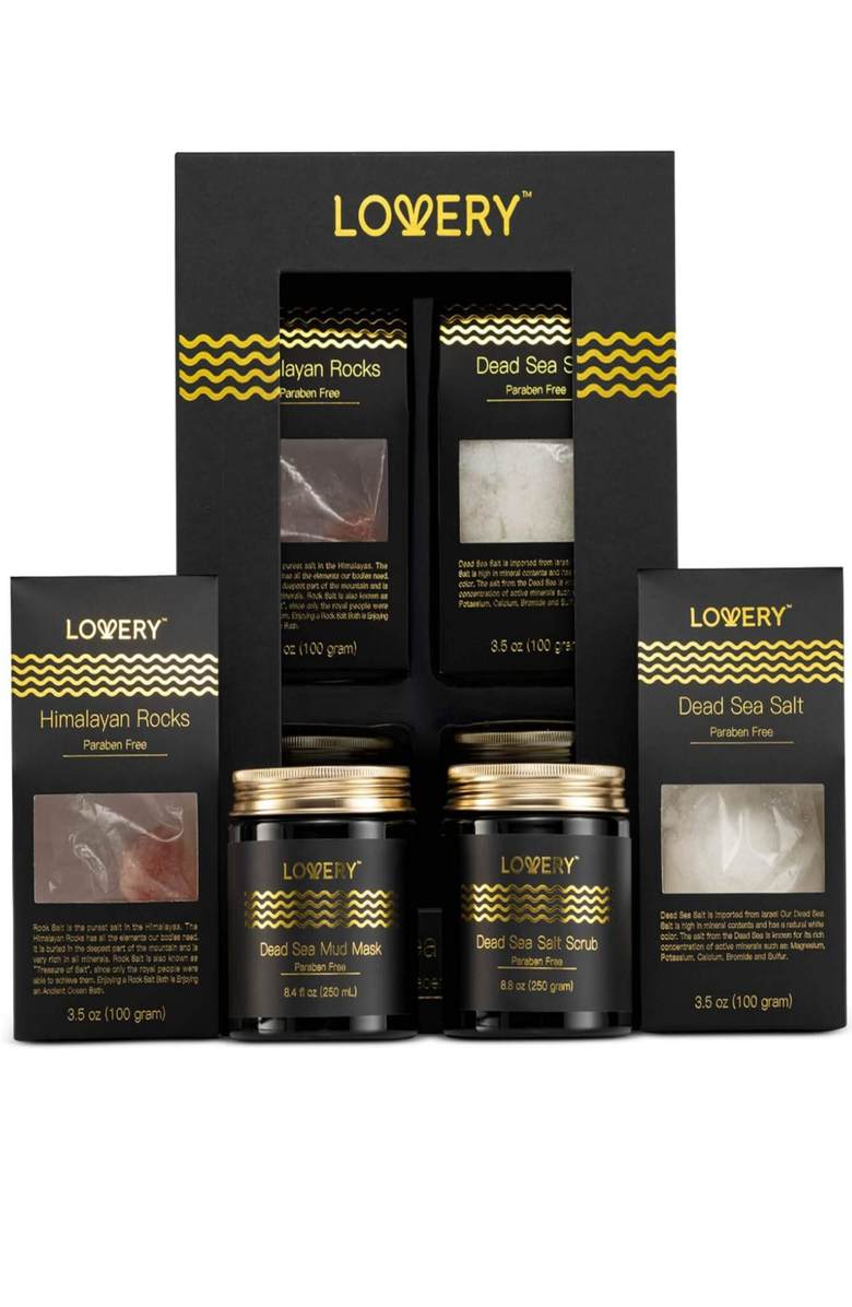 Lovery Dead Sea Minerals Spa Gift Box Set, Main, color, Black / Gold