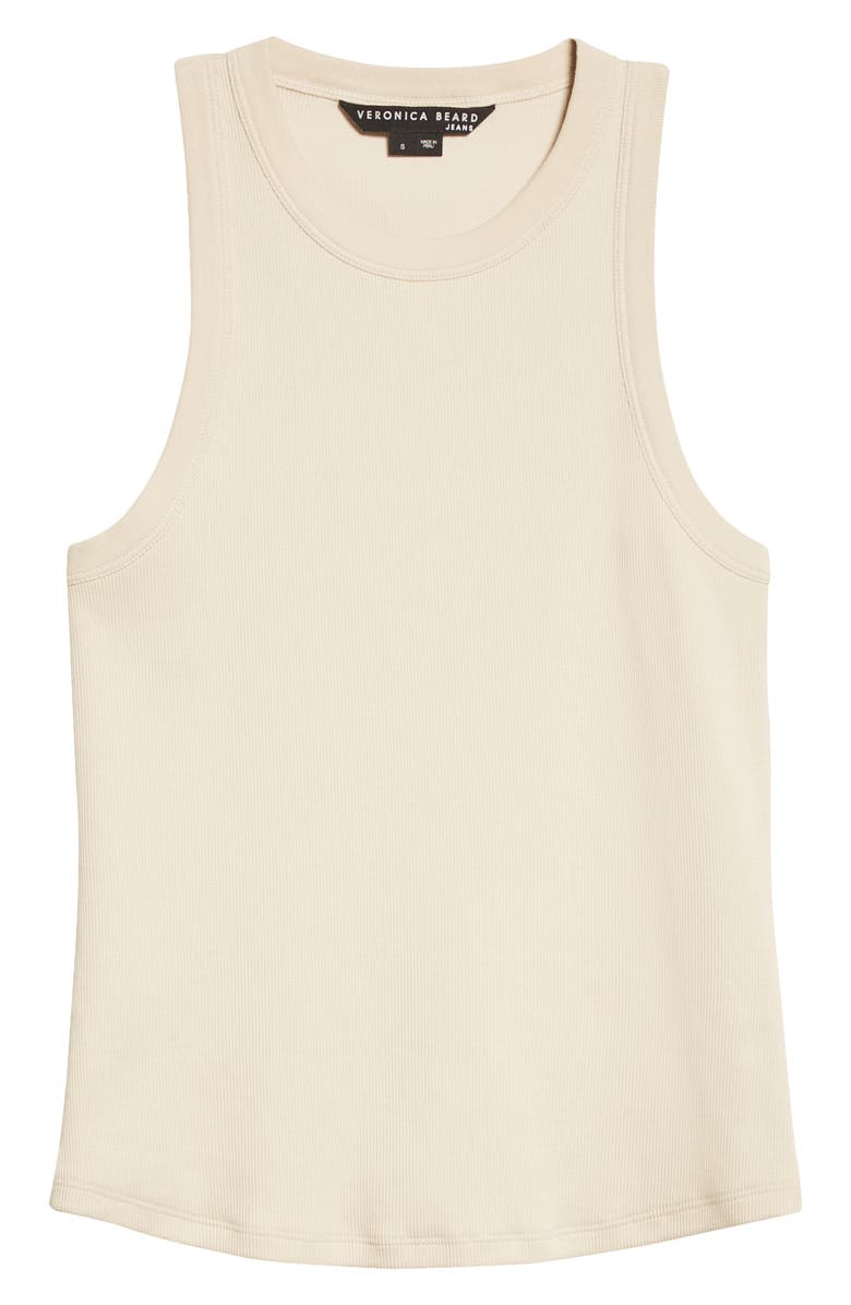 Veronica Beard Jordyn Rib Stretch Cotton Tank, Alternate, color, Limestone