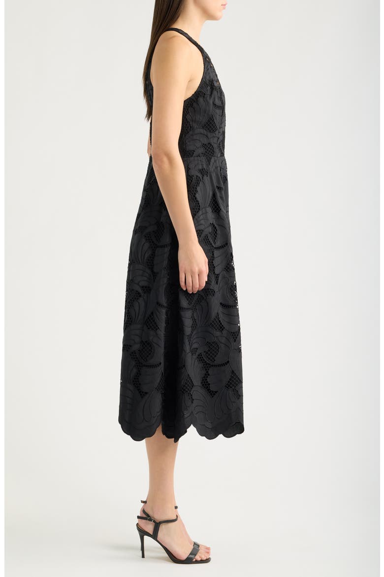 Denise Floral Openwork Halter Neck Midi Dress, Alternate, color, NOIR SWAY WITH ME