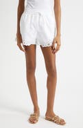 Veronica Beard Vivaldi Embroidery Detail Cotton Drawstring Shorts