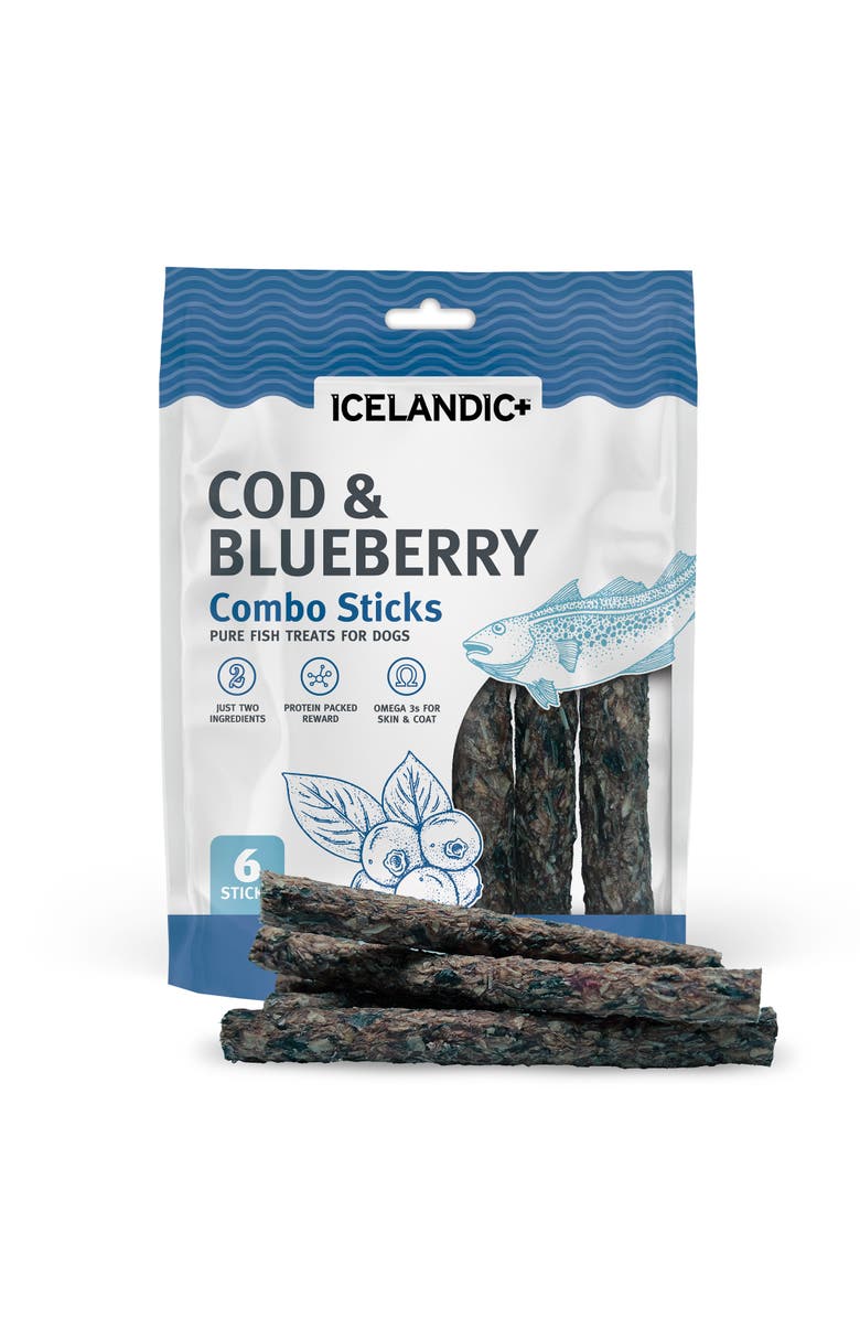 ICELANDIC+ Combo Sticks Cod & Blueberry 2oz, Dog Treats, Main, color, Multicolored