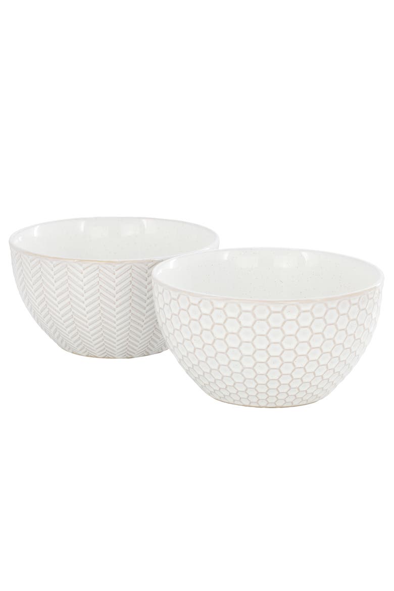 Earlhart 2 Piece 6 Inch Ribbed Stoneware Cereal Bowl Set, Main, color, White