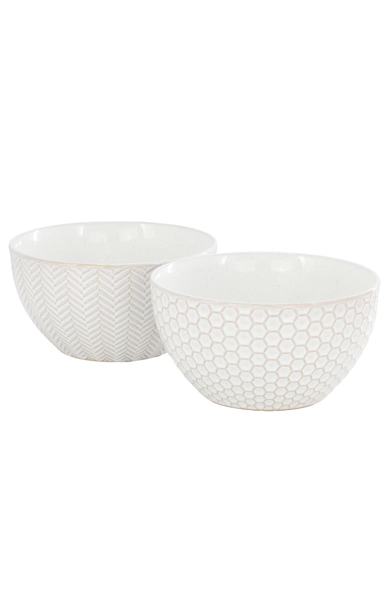 Gibson Elite Earlhart 2 Piece 6 Inch Ribbed Stoneware Cereal Bowl Set, Main, color, White