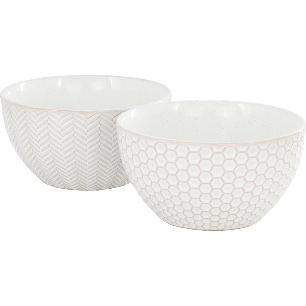 Gibson Elite Earlhart 2 Piece 6 Inch Ribbed Stoneware Cereal Bowl Set In White