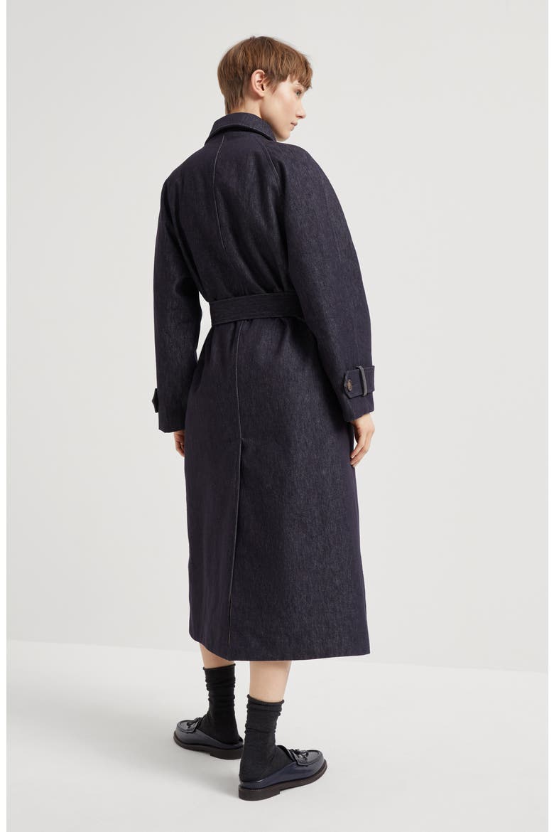Denim trench coat, Alternate, color, Denim