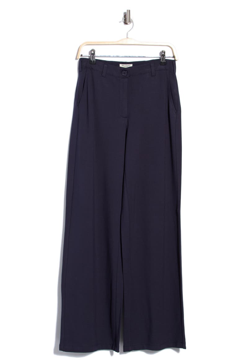 Button Front Wide Leg Trousers, Main, color, DARK NAVY