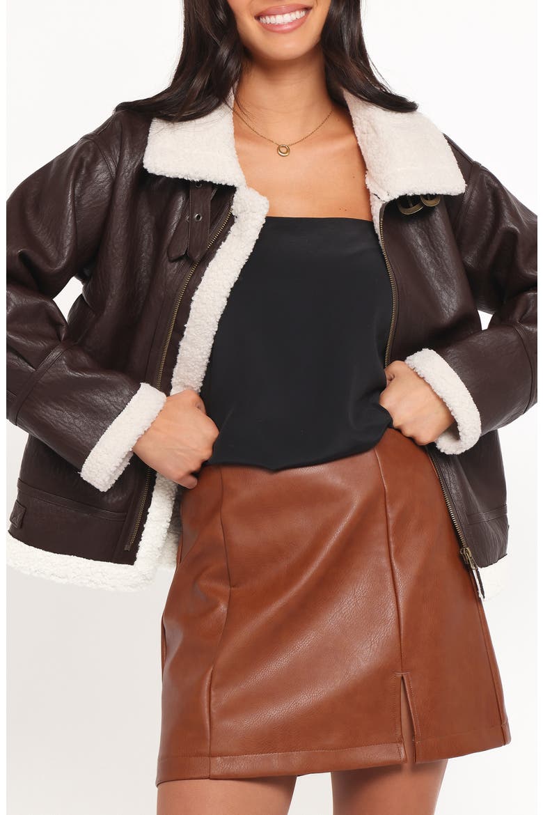 Baxter Faux Shearling Lined Jacket, Main, color, BROWN