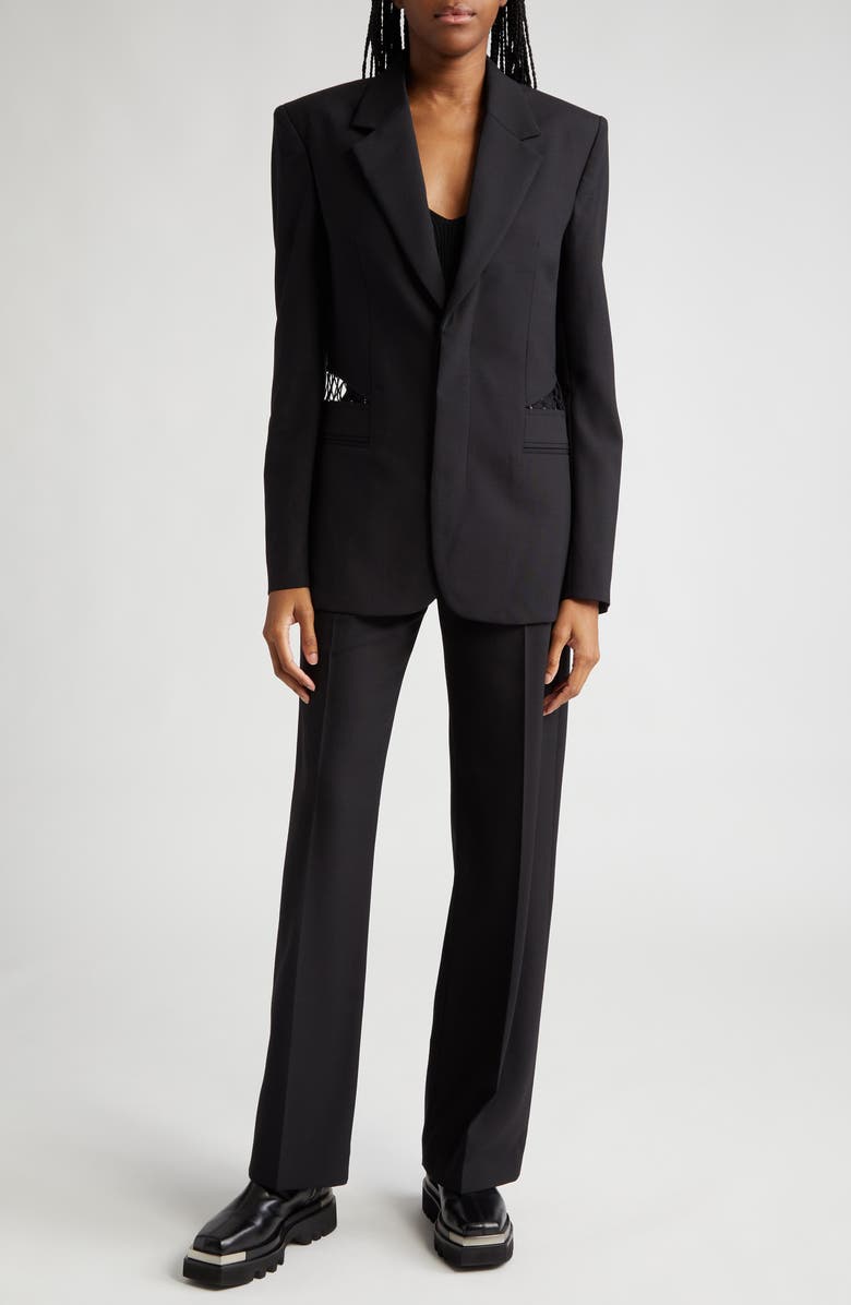 Dion Lee Lace Cutout Wool Picot Pants, Alternate, color,