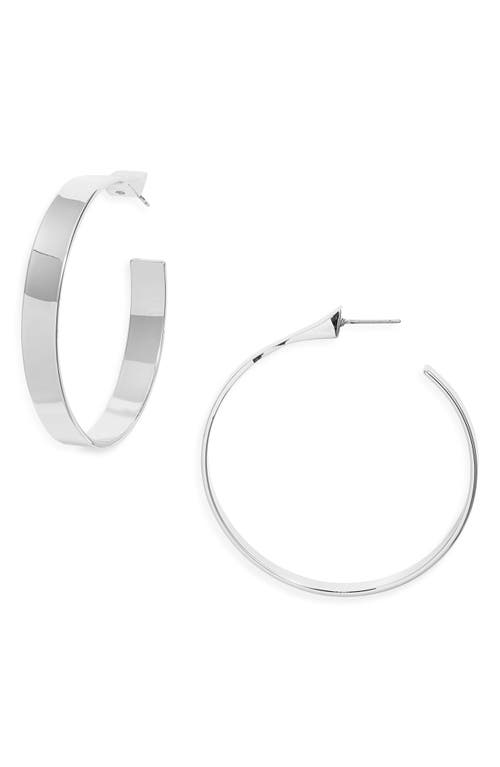 Open Edit Tapered Hoop Earrings In Metallic