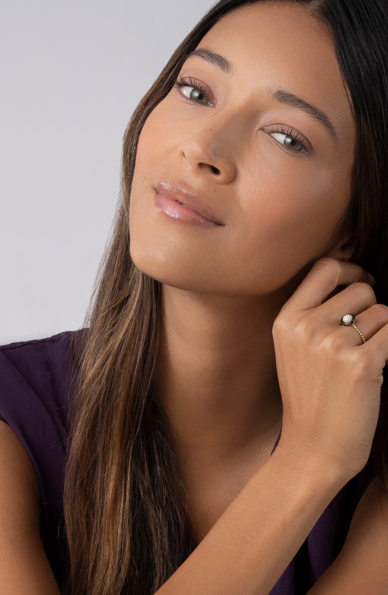 LAGOS Meridian 18K Gold Pavé Diamond & Black Ceramic Ring, Alternate, color, 