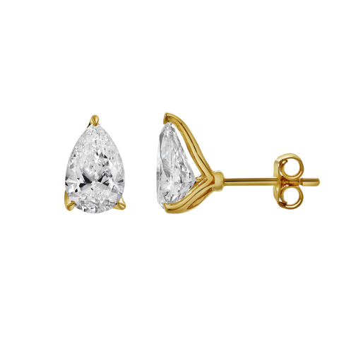 Bosc 14K Yellow Gold Lab Grown Pear Shaped Solitaire Diamond Earrings - 2.07 Cts