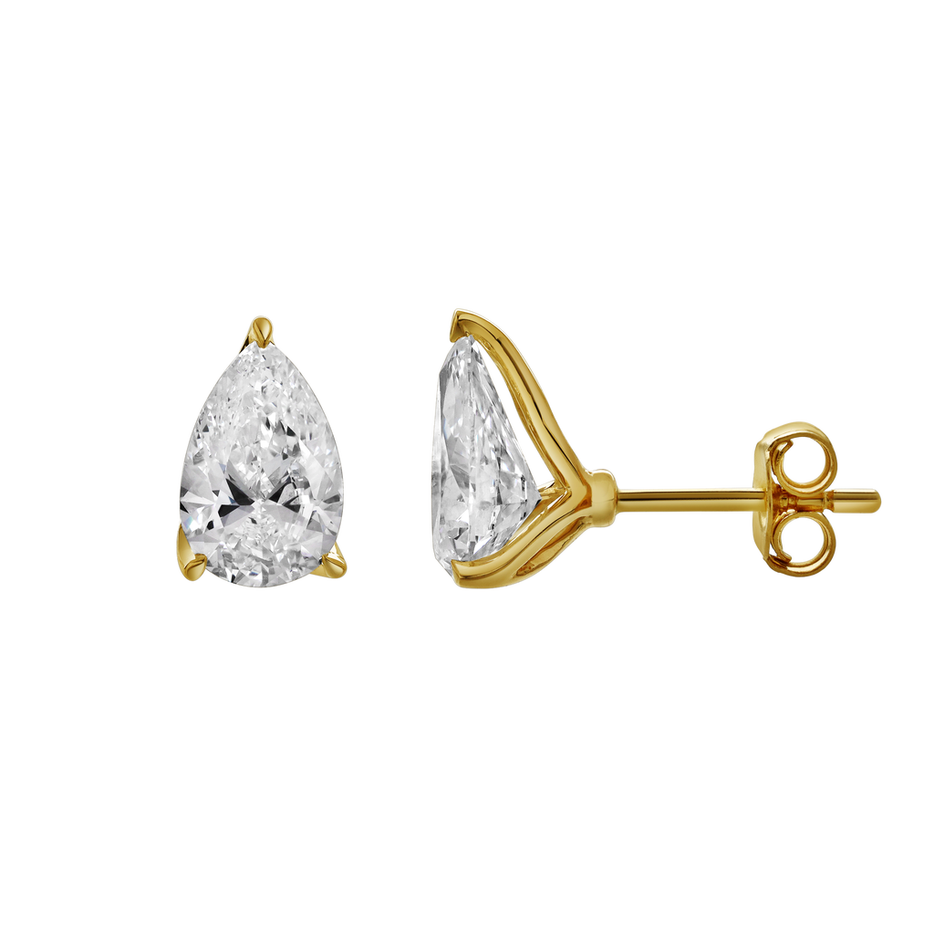 Luvmyjewelry Bosc 14k Yellow Gold Lab Grown Pear Shaped Solitaire Diamond Earrings In 14k Yellow Gold