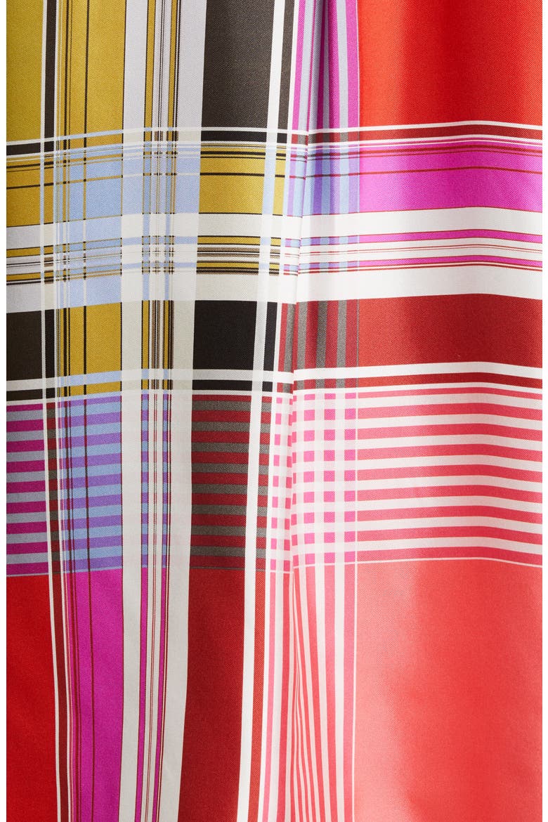 Madras Plaid Silk Twill Blouse, Alternate, color, MAGENTA MULTI