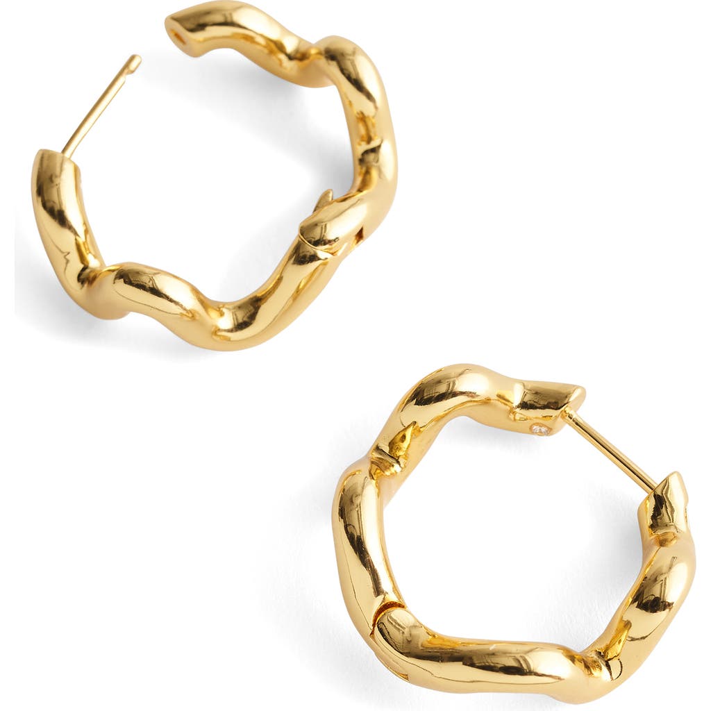 Madewell Demi Fine Wavy Double Hoop Huggie Earrings in Antique Gold at Nordstrom