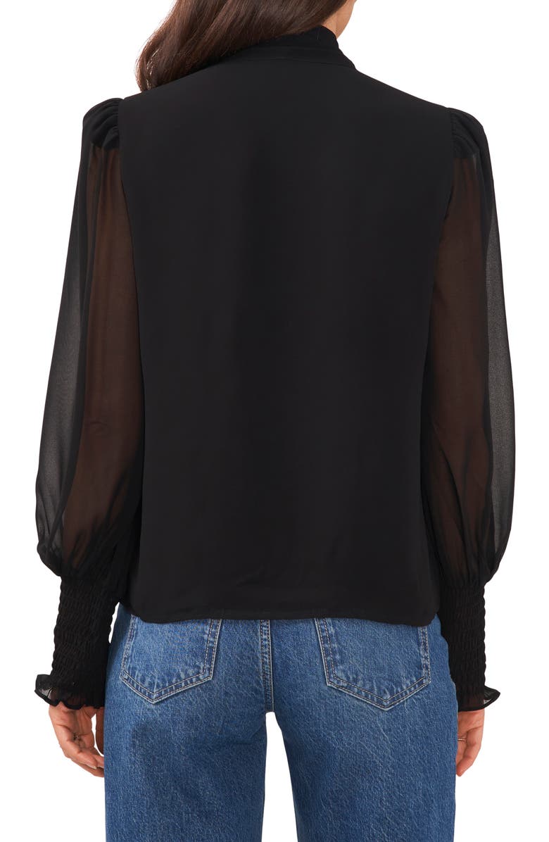 Vince Camuto Sheer Balloon Sleeve Bow Blouse, Alternate, color,