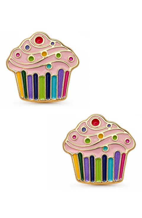 Kids' Cupcake Enamel Stud Earrings