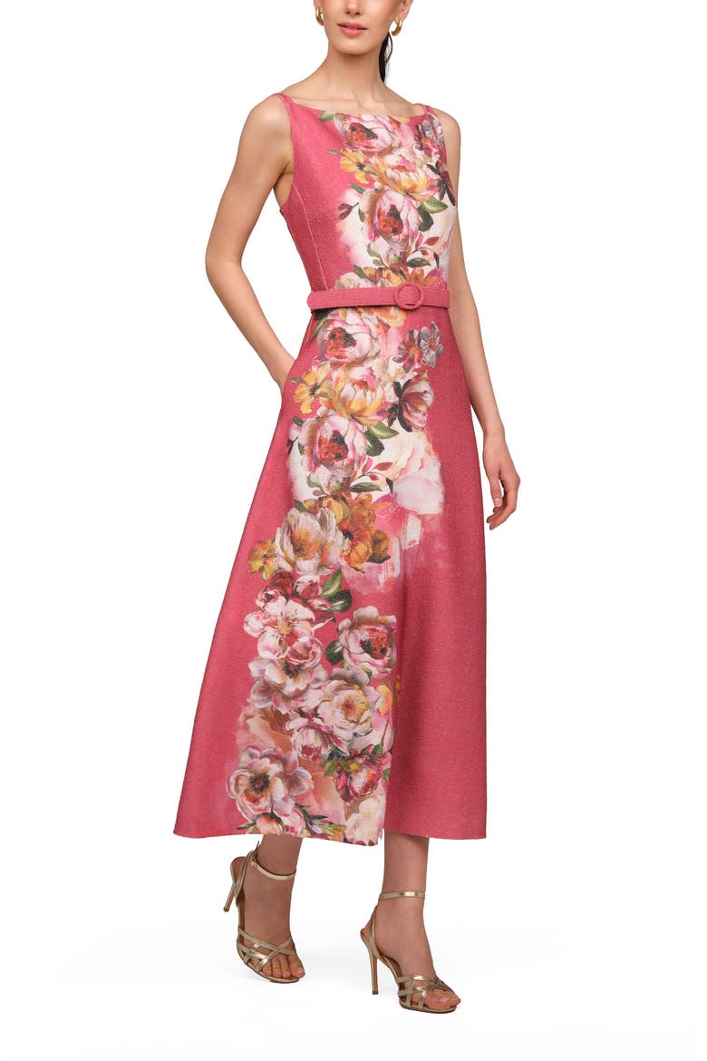 Sylvie Floral Print A-Line Dress, Alternate, color, ANTIQUE ROSE