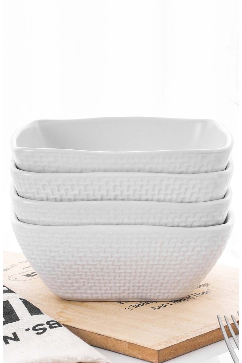 Olivia Stoneware 4-Piece Bowl Set, Alternate, color, White