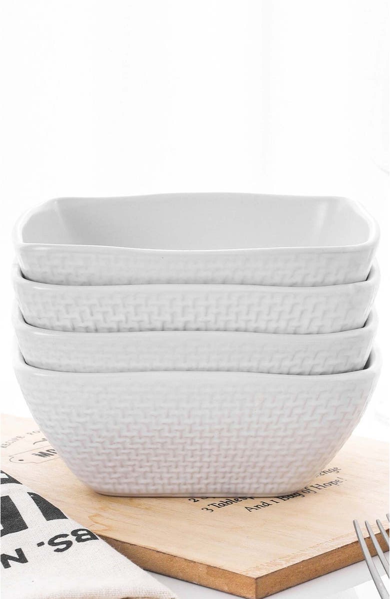 Stone Lain Olivia Stoneware 4-Piece Bowl Set, Alternate, color, White