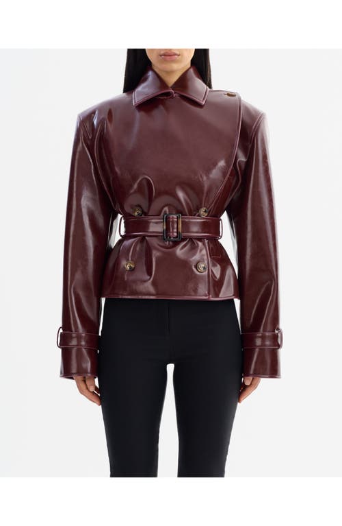 Lamarque Ladies Belted Faux Leather Jacket In Burgundy