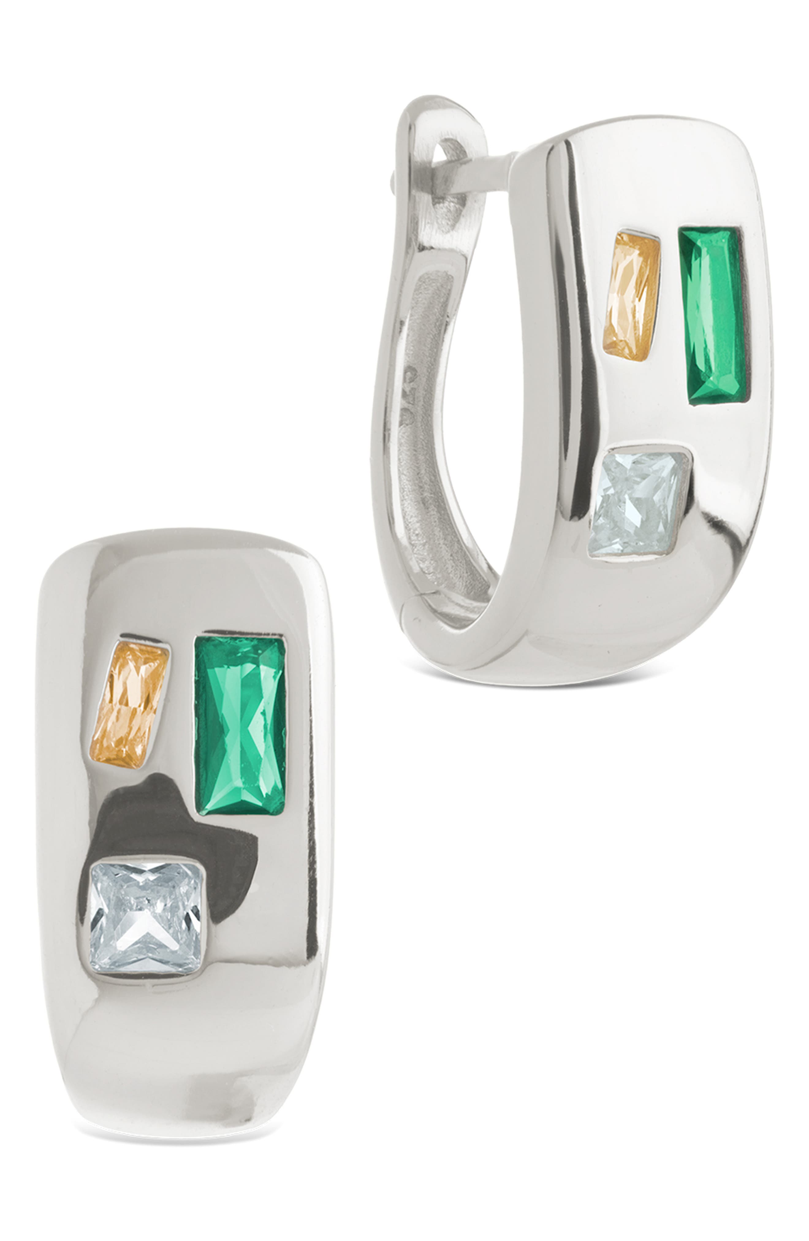 Sterling Forever Bristol Art Deco Huggie Hoop Earrings