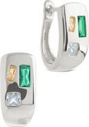 Sterling Forever Bristol Art Deco Huggie Hoop Earrings