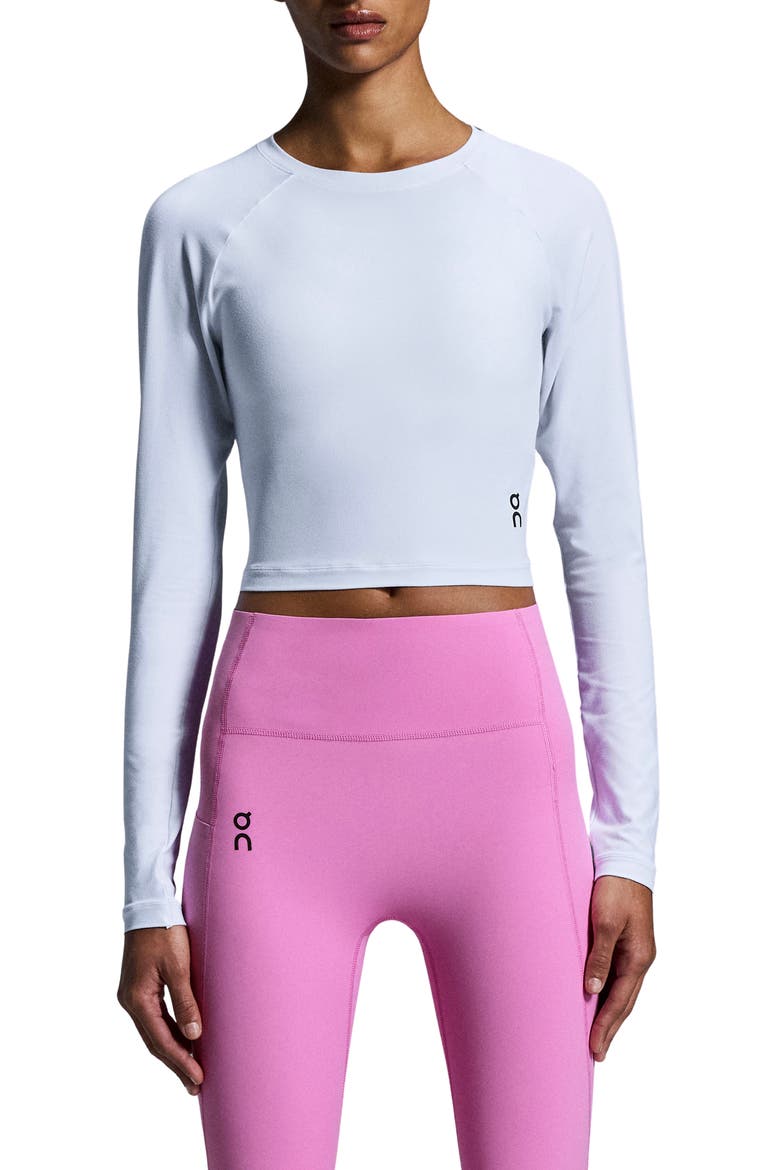 Studio Long Sleeve Crop Top, Main, color, WHITE
