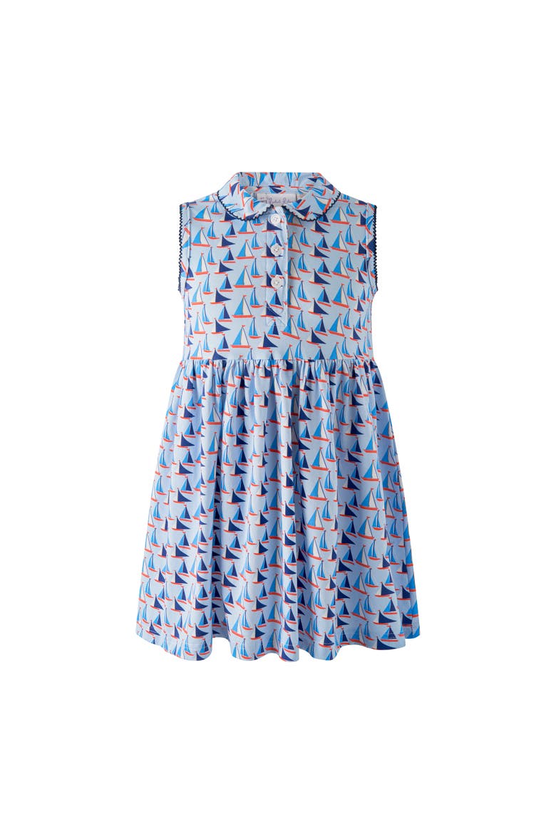 Sailboat Jersey Dress, Main, color, Blue