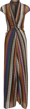 Missoni Stripe Twist Front Raschel Mesh Maxi Dress