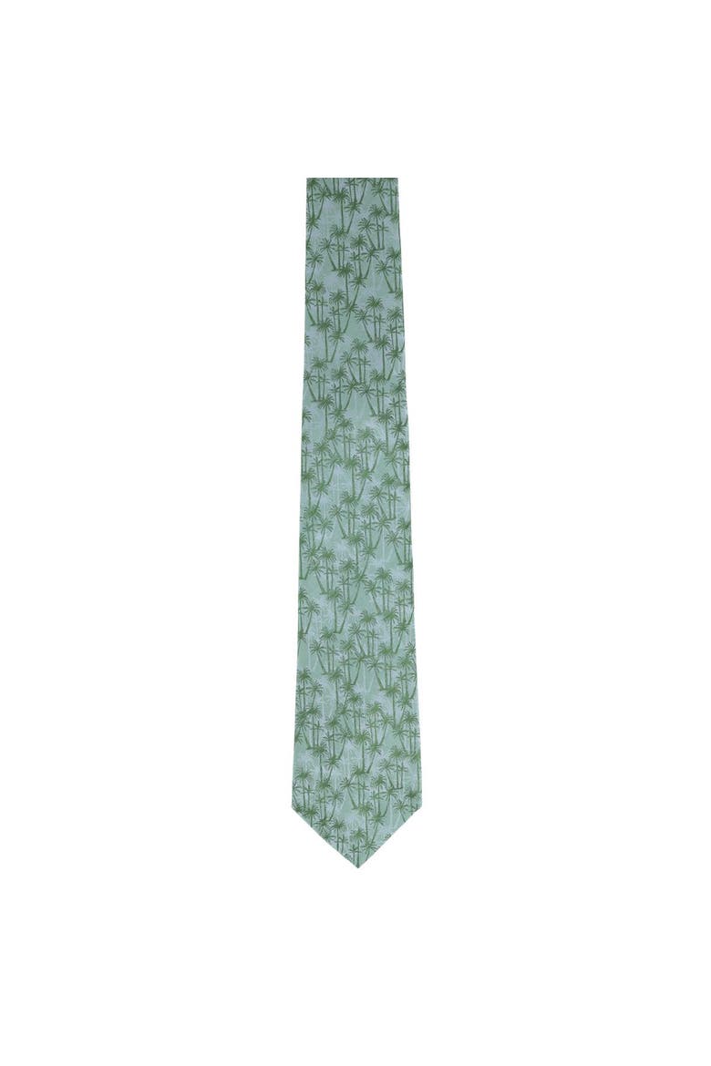 Nohea Palm Tree Linen Blend Novelty Necktie, Alternate, color, Green