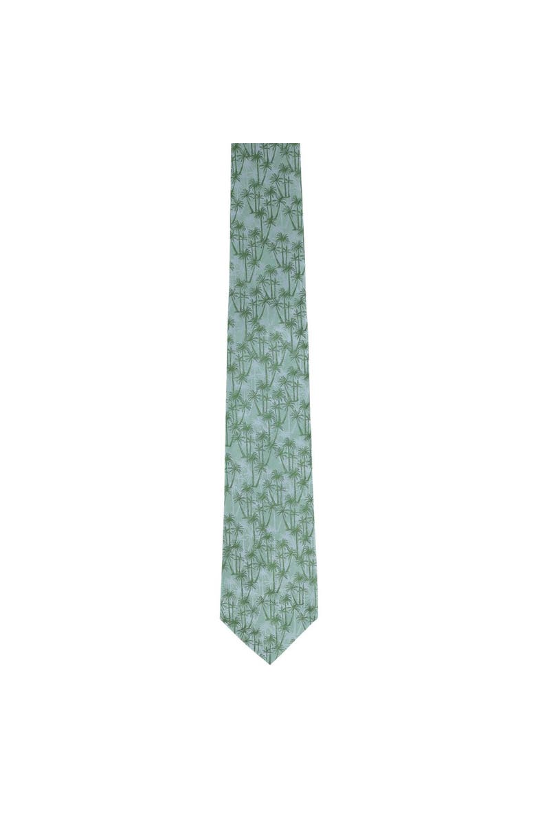 Trafalgar Nohea Palm Tree Linen Blend Novelty Necktie, Alternate, color, Green