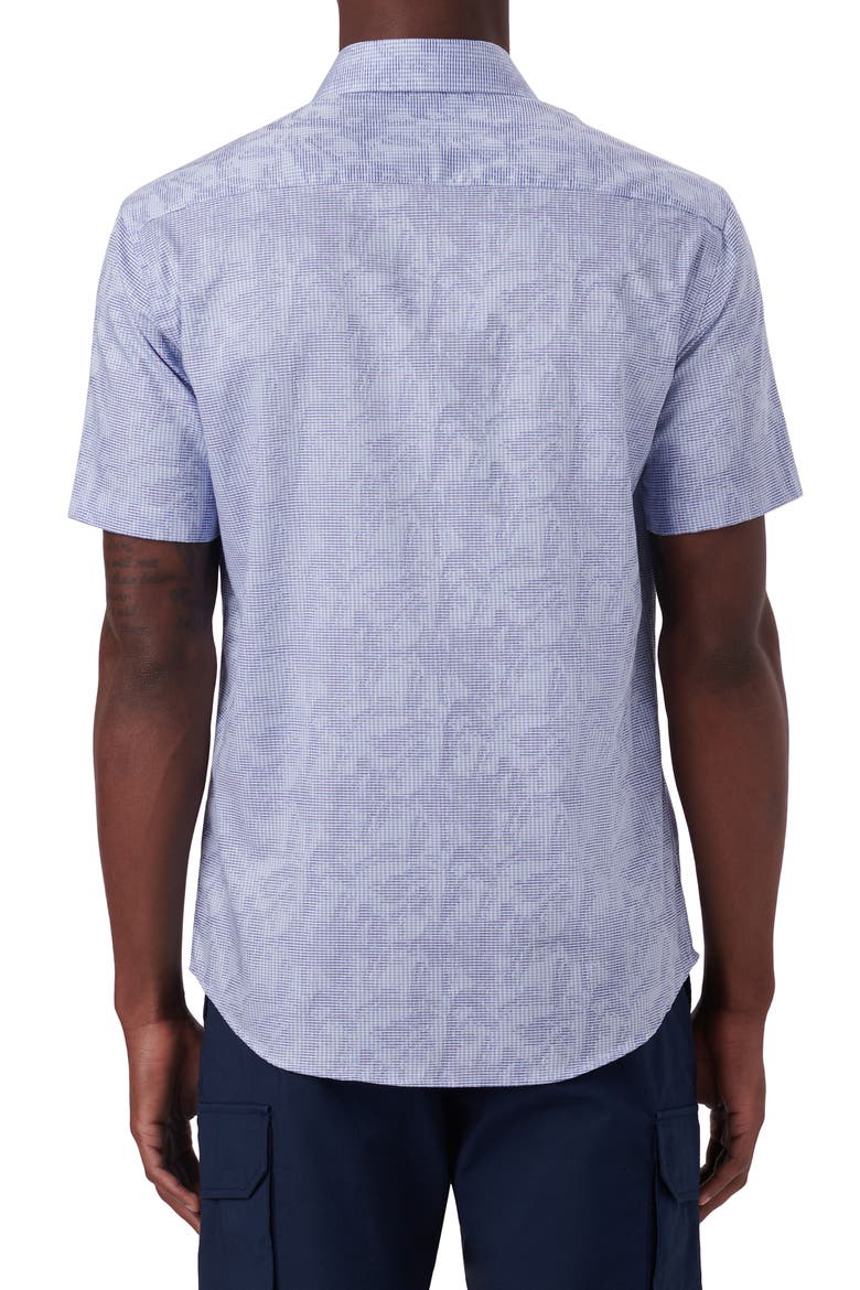 Floral Pincheck Short Sleeve Stretch Cotton Shirt, Alternate, color, AIR BLUE