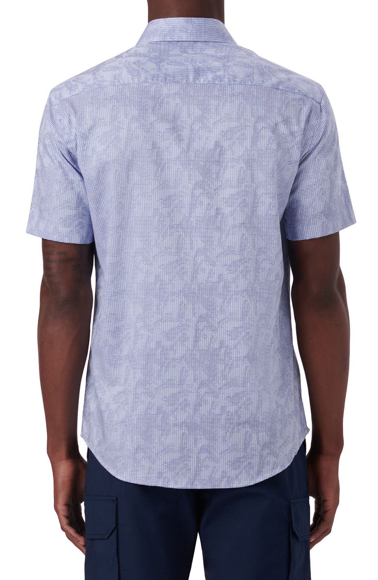Bugatchi Floral Pincheck Short Sleeve Stretch Cotton Shirt, Alternate, color, 
