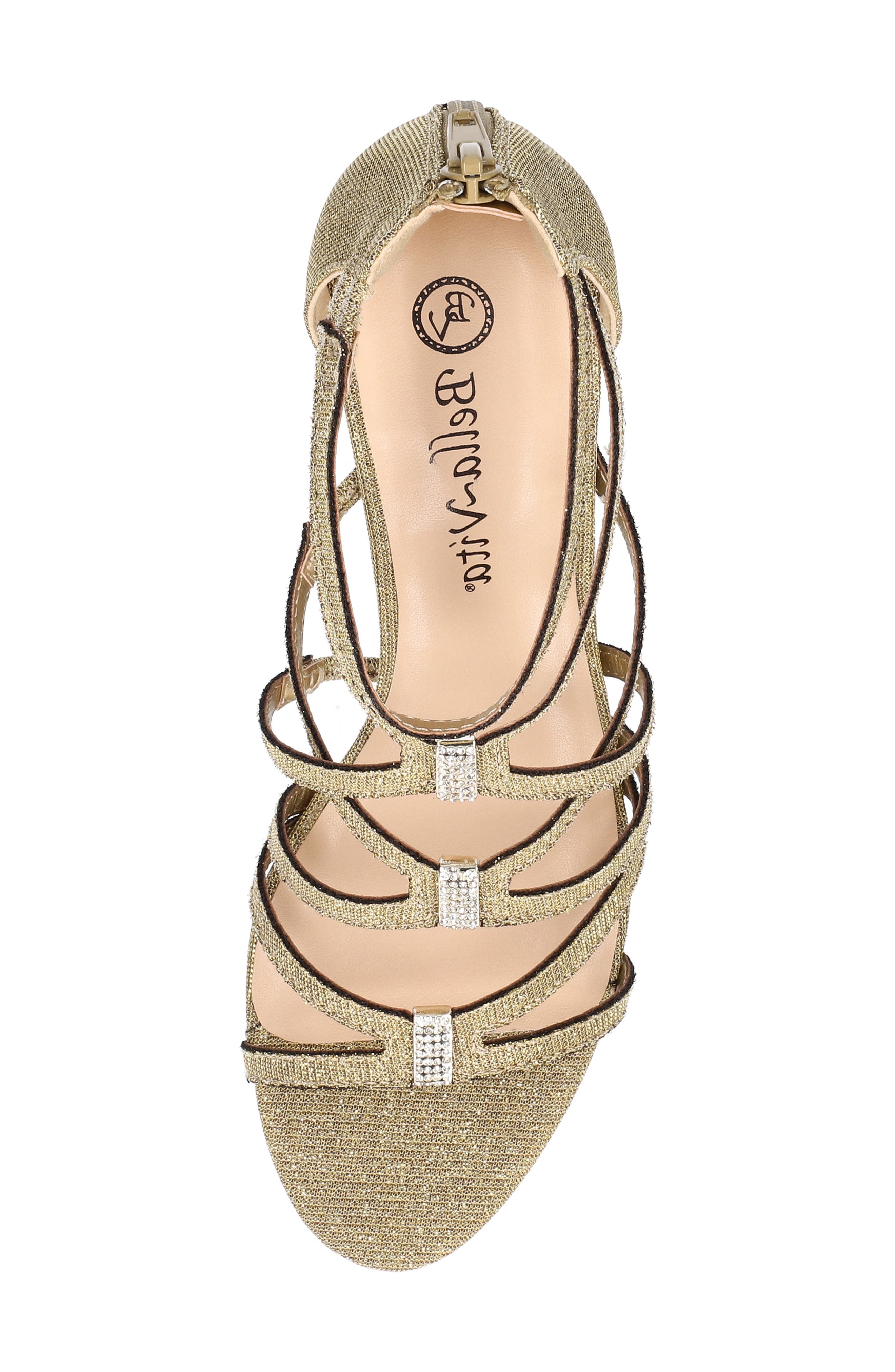 Bella Vita Karlette Glitter Knit Strappy Sandal, Alternate, color, Gold Glitter