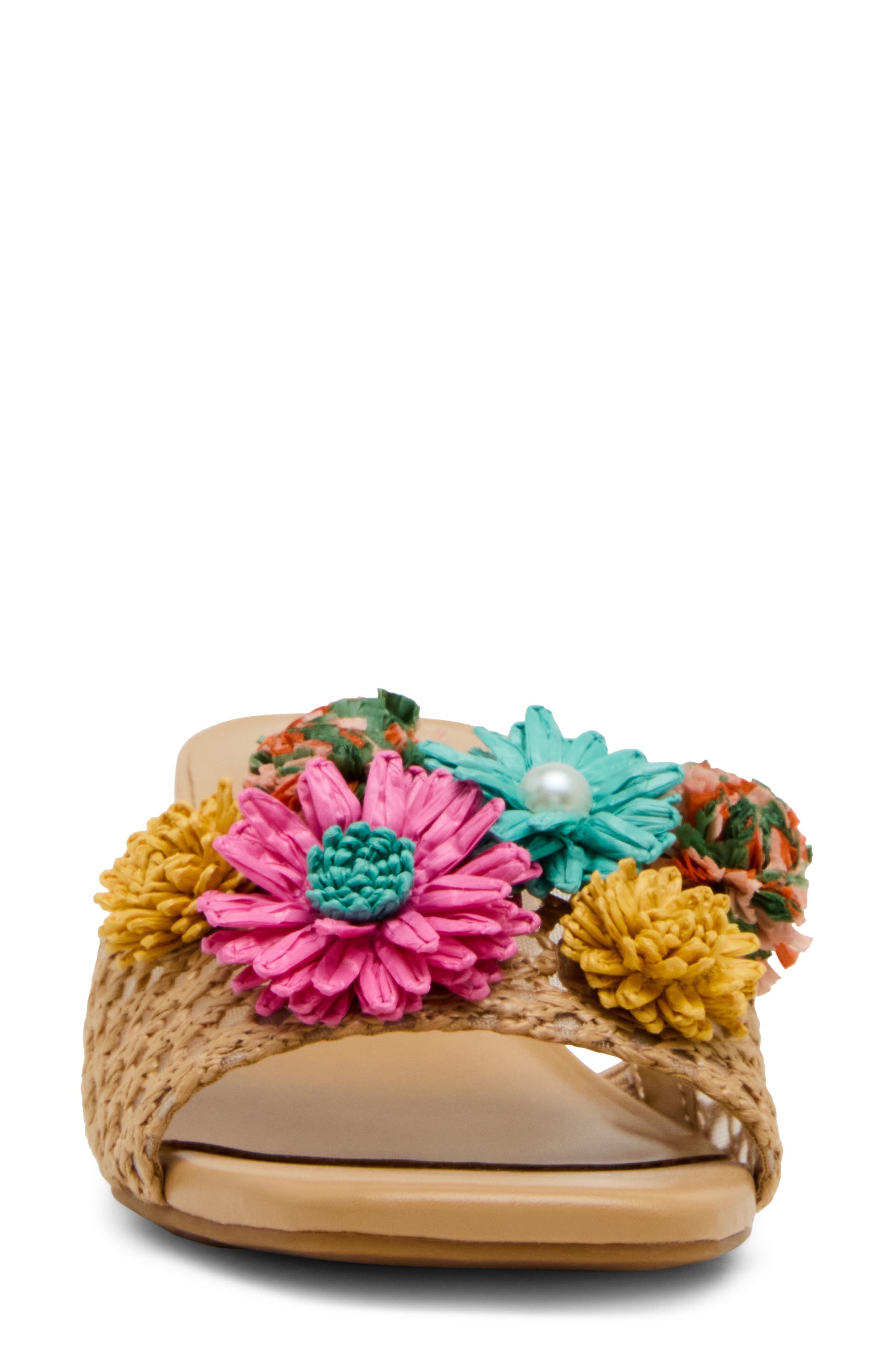 Anne Klein Dia Straw Flower Slide Sandal, Alternate, color, Multicolor